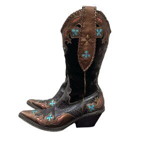 Italian DONALD J PLINER Western Couture Collection Leather Boots size 7 1/2 M